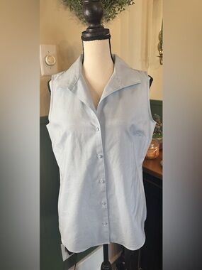 Talbots Sleeveless Striped Button Down Blouse Blue & White Women’s Size 4